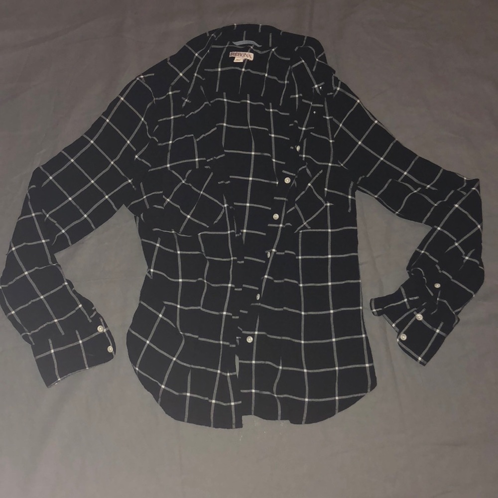 Black & White Grid Button Up